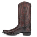 CUADRA Men's Genuine Alligator Leather Laser & Embroidery Western Boot, Chocolate