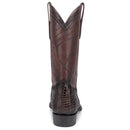 CUADRA Men's Genuine Alligator Leather Laser & Embroidery Western Boot, Chocolate