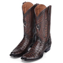 CUADRA Men's Genuine Alligator Leather Laser & Embroidery Western Boot, Chocolate