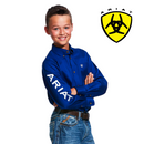ARIAT Boy's Team Logo Twill Shirt Blue