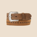 ARIAT Men’s 1 1/2" Floral Engraved Buckle Western Belt, Brown