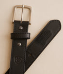 ARIAT Boys Belt 1 1/4 USA Flag Embroidered, Black
