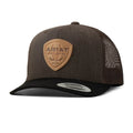 ARIAT Snap Back PU Patch Fabric Cap, Brown