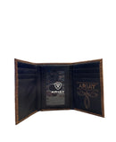 ARIAT Bull Hide Trifold Embroidered Wallet A3556102