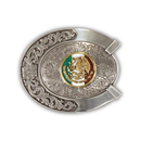 ARIAT Oval Mexican Flag Buckle, Silver