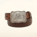 ARIAT Youth's Shield Logo and floral accents Western Belt, Brown