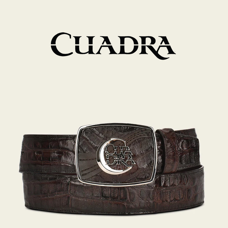 CUADRA Men's Engraved Exotic leather western belt with Cuadra monogram BC308