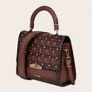 CUADRA Women's Top Austrian Crystals Handle Handbag , Honey Brown