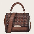 CUADRA Women's Top Austrian Crystals Handle Handbag , Honey Brown