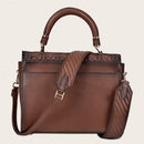 CUADRA Women's Top Austrian Crystals Handle Handbag , Honey Brown