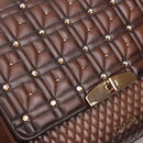 CUADRA Women's Top Austrian Crystals Handle Handbag , Honey Brown