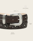 CUADRA Women's Genuine Leather with Studs Western Belt
