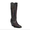CUADRA Women's Zipper & Woven Studs Snip Toe Western Boot