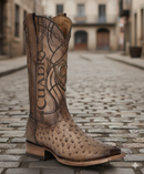 CUADRA Men's Engraved Genuine Ostrich Leather Boot CU744