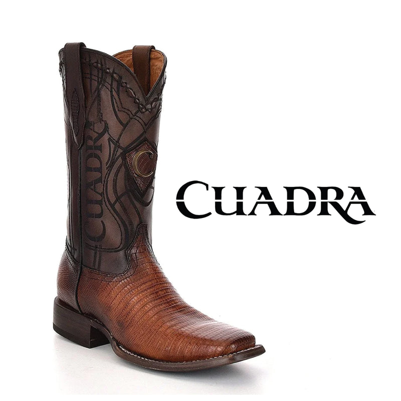 CUADRA Men's Lizard Teju Laser & Embroidery Square Toe Western Boot CU790