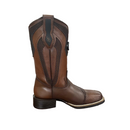 CUADRA Men's Rodeo Genuine Bovine Leather Embroidery & Laser Square Toe Western Boot