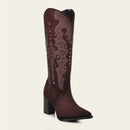 CUADRA Women's Crystals & Studs Pointed Toe Western Boot, Wine