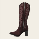 CUADRA Women's Crystals & Studs Pointed Toe Western Boot, Wine