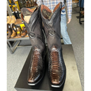 CUADRA Men's 8 Inch Python Embroidery & Laser Woven Narrow Square Toe Western Boot