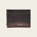 CUADRA Men's Luxury Genuine Ostrich Leg Leather Wallet, Chocolate