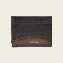 CUADRA Men's Luxury Genuine Ostrich Leg Leather Wallet, Chocolate