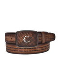 CUADRA Men's Hand-Painted Engraved Western Leather Belt BC243