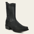 CUADRA Men's Genuine Leather Laser & Zipper Narrow Square Toe Western Boot, Black