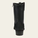 CUADRA Men's Genuine Leather Laser & Zipper Narrow Square Toe Western Boot, Black
