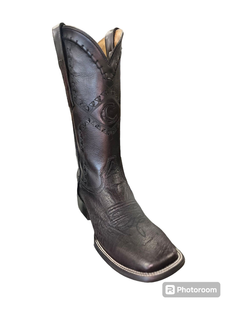 CUADRA Men's Exotic Leather Boot Western LASER & WOVEN SQUARE TOE CU784