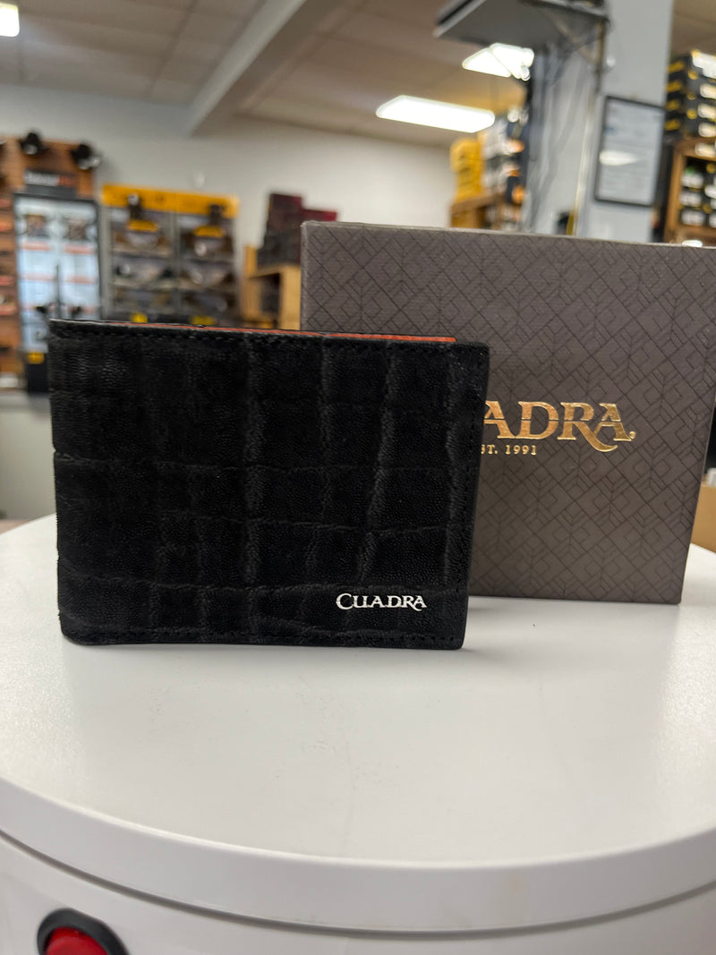 CUADRA Men's Black Exotic Stitching Wallet DU307