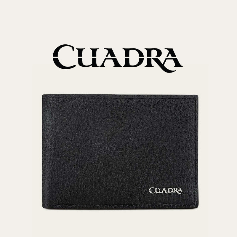 Cuadra Black Handmade Bifold Deer Leather Wallet DU176