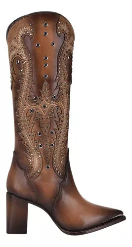 CUADRA Women's Genuine Leather High Rise Western Boot CU763