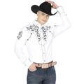 EL GENERAL Men's Embroidery  Western Shirt, White