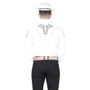 EL GENERAL Men's Embroidery  Western Shirt, White