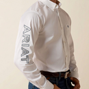 ARIAT Men's Team Logo Twill Fitted Shirt, White