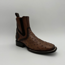 CUADRA Men’s Genuine Ostrich Leather Square Toe Western Ankle Boot with Side Zipper CU889