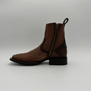 CUADRA Men’s Genuine Ostrich Leather Square Toe Western Ankle Boot with Side Zipper CU889