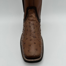 CUADRA Men’s Genuine Ostrich Leather Square Toe Western Ankle Boot with Side Zipper CU889