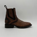 CUADRA Men’s Genuine Ostrich Leather Square Toe Western Ankle Boot with Side Zipper CU889