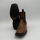 CUADRA Men’s Genuine Ostrich Leather Square Toe Western Ankle Boot with Side Zipper CU889