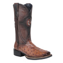 CUADRA Men's Orange & Honey Ostrich Studs & Embroidery & Woven Square Toe CU973