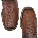 CUADRA Men's Orange & Honey Ostrich Studs & Embroidery & Woven Square Toe CU973