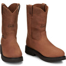 JUSTIN Men's Round-Up 10” Steel Toe Work Boot, Brown