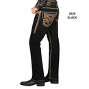 LAMASINI Men's Denim Premium Jeans Stretch Boot Cut Embroidery