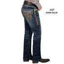 LAMASINI Men's Denim Premium Jeans Stretch Boot Cut Embroidery