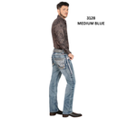 LAMASINI Men's Denim Premium Jeans Stretch Boot Cut Embroidery