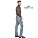 LAMASINI Men's Denim Premium Jeans Stretch Boot Cut Embroidery