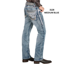 LAMASINI Men's Denim Premium Jeans Stretch Boot Cut Embroidery