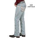 LAMASINI Men's Denim Premium Jeans Stretch Boot Cut Embroidery