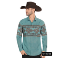 MONTERO Men's Casual Shirt Long Sleeve, Teal